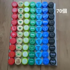 ペットボトルキャップ カラフル 70個 赤 金 黄緑 緑 水色 青 黒 蓋 ふた