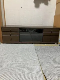 ダークブラウン テレビ台 ガラス扉付き