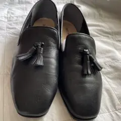 ブラックレザー タッセルローファー 24.5cm