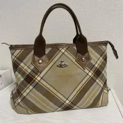 【良品】Vivienne Westwood チェック ハンドバッグ オーブ