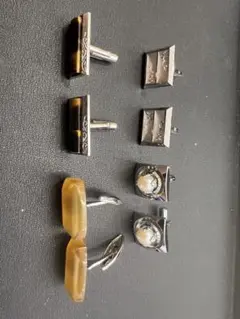 カフリンクス 6個セット シルバー ブラウン