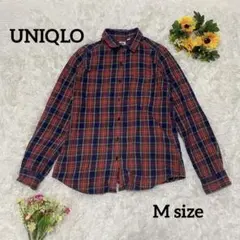 【UNIQLO】エクストラファインコットンブロードチェックシャツ【M】青×赤×緑