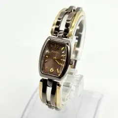 稼働品 FOSSIL フォッシル 腕時計 ブラウン文字盤 ３針 ES-1859