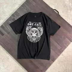7TSM1【Hanes】スカル　両面プリント　半袖Tシャツ　黒　古着used