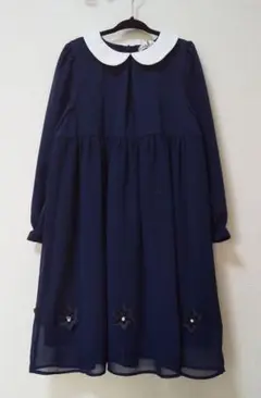 美品 branshes ブランシェス 白襟 ワンピース 120