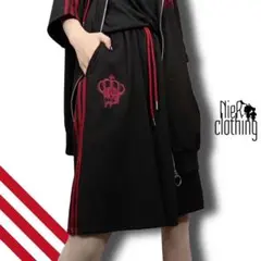 【NieR】SIDE LINE BLACK HALF PANTS【CROWN】