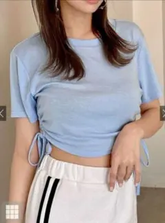 GRL グレイル サイドドロストショート丈Tシャツ［dk1051］水色No.9