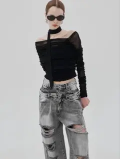 トップス THE TOE   ANTHURIUM TULLE TOPS Anthurium Tulle Tops – THE TOÉ