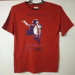 美品　マイケルジャクソン　Tシャツ　赤　king of pop 2009 L