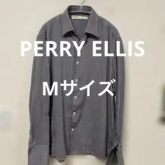 Perry Ellis ペリーエリス ネイビーホワイト長袖シャツ M