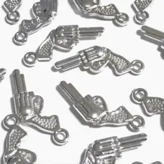 （8個セット）ピストル アクリルチャーム シルバー 鉄砲 ハンドガン 武器