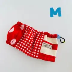パッチ　ドット　チェック　赤　犬用　ネッククーラー ハンドメイド　熱中症対策　M