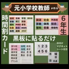 時間割ラミネートセット 6年生（翌日教科カード、日付けマグネットシート付き）