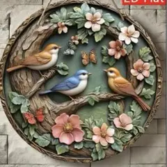 鳥と花の木製ウェルカムボード