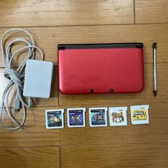 ニンテンドー3DS LL 赤 本体 充電器 ゲーム5本