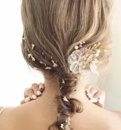 【Just Marrage】gold ブライダルヘアアクセ フラワー ワイヤー