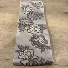 グレー系花柄半幅帯