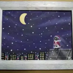 【匿名配送】絵画　「聖夜」　2Lサイズ額つき。