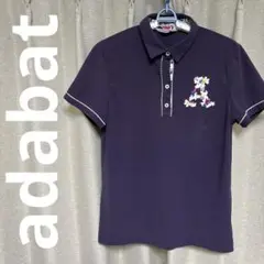 adabatネイビー ポロシャツ 花柄　ゴルフ　レディース