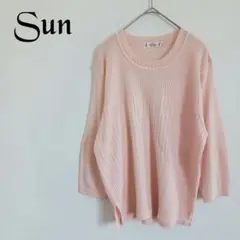 【Sun】七分袖サマーニット きれい色 うすピンク アクリル ミセス