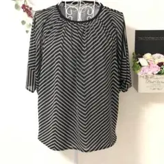 【美品A】esche エッシュ レディース トップス ストライプ 総柄 ドルマン