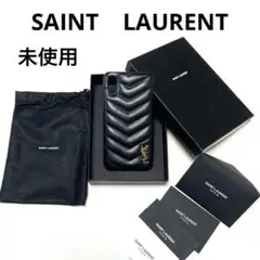 未使用 SAINT LAURENT iPhone xs キルトレザーロゴ
