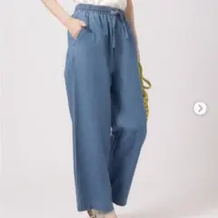 shoo la Rue 洗える大人の柔らかデニムワイドパンツ　L