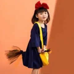 ハロウィン 魔女 コスチューム ネイビー 130㎝ 3点セット キキ 可愛い