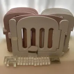 大阪熊 ベビーサークル 扉付き (200×180×65, Pink×White)
