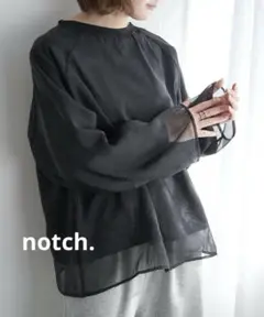 notch. オーガンジー長袖Tブラウス　ブラック サイズ FREE