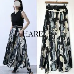 【美品】HARE サテンマーブルスカート ブルー系