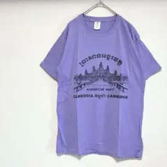 カンボジア　アンコールワット　半袖Tシャツ　パープル　M