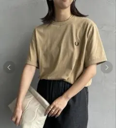 FRED PERRY フレッドペリー　リンガーTシャツ　ベージュ