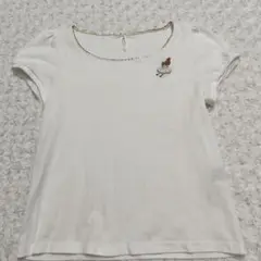 フランシュリッペ　パフスリーブTシャツ　不思議の国のアリス　白刺繍　M 綿100