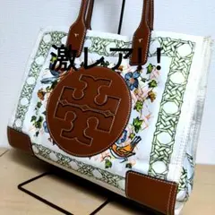 bm7. レア物 TORY BURCH トートバッグ レザー×ナイロン 白 花柄