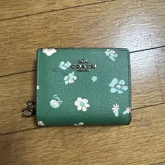 COACH 花柄 二つ折り財布 グリーン
