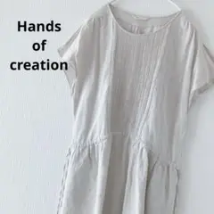 Hands of creation リネンレーヨン　ワンピース　フレンチスリーブ