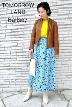 Ballsey ボールジィ フラワープリントウエストギャザーミディスカート 36