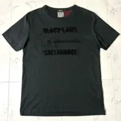 ブラックレーベルクレストブリッジ ギター刺繍 半袖Tシャツ M 黒
