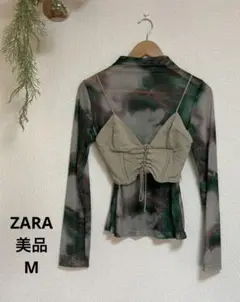 美品 ZARA ザラ/レースアップ ビスチェ キャミソール ベージュ M