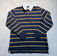 LANDS END (ランズエンド) ボーダー柄長袖ポロシャツ　Lサイズ