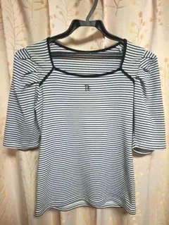 ボーダー パフスリーブ Tシャツ