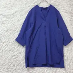 スキッパーシャツ ブラウス ブルー トップス ファッションクロス F