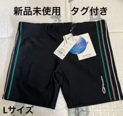 【新品未使用　タグ付き】デサント 黒 ストライプ 水着 Lサイズ