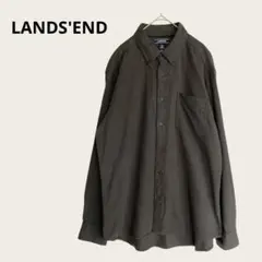 ランズエイド シャツ ダークグレー 長袖 XLサイズ 綿100% 無地