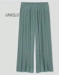 UNIQLO ユニクロ シフォンプリーツスカートパンツ L グリーン 難あり