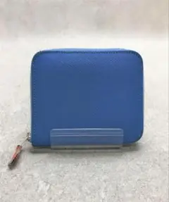 HERMES 財布/レザー/BLU/無地/レディース/エルメス
