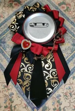 夏休みセール！ 痛ロゼット 赤 黒 天使 ハンドメイド 箔押し リボン