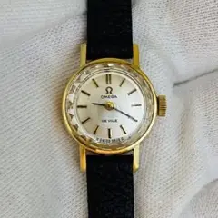 オメガ OMEGA デヴィル カットガラス 手巻き ウォッチ 時計 金無垢
