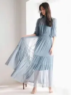 SNIDEL Sustainableチュールティアードドレス